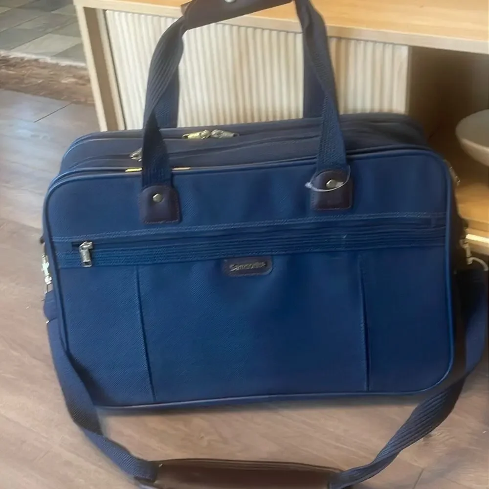 Samsonite Navy men travel weekender messenger Laptop Bag